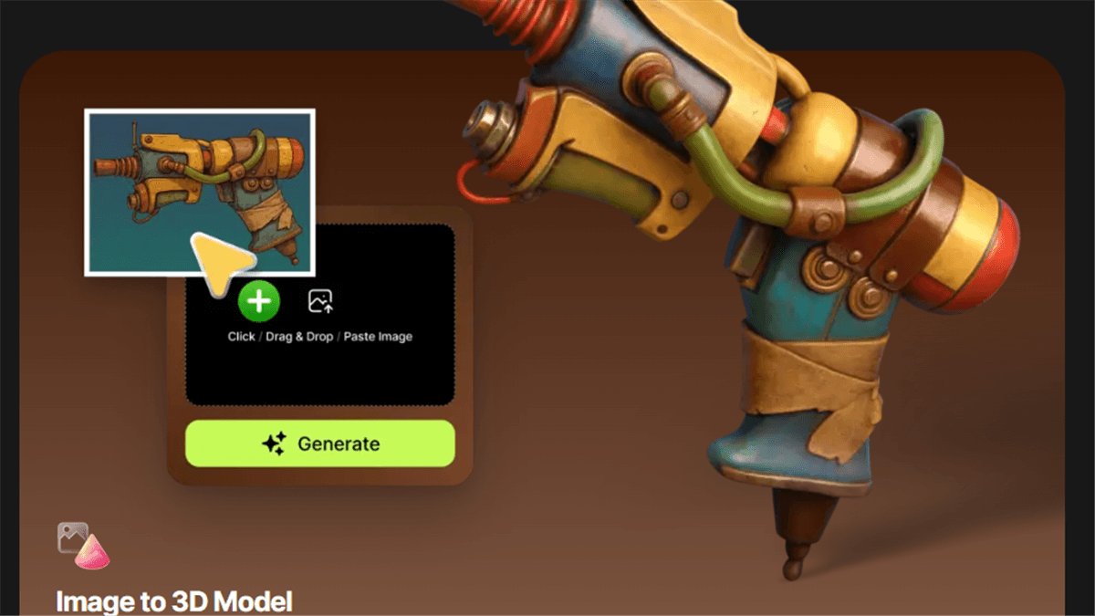 Interfaz Meshy AI: sube una imagen y genera un modelo 3D